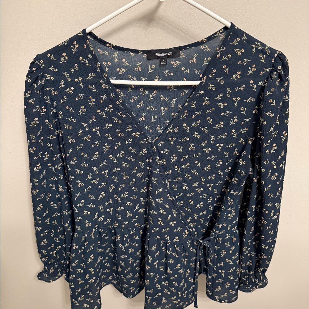 Madewell Navy Floral Blouse